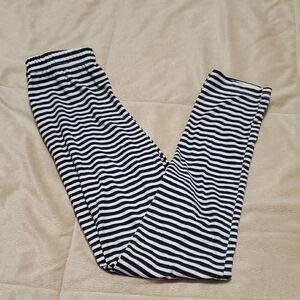 Striped Black and White Kids Leggings Size 10